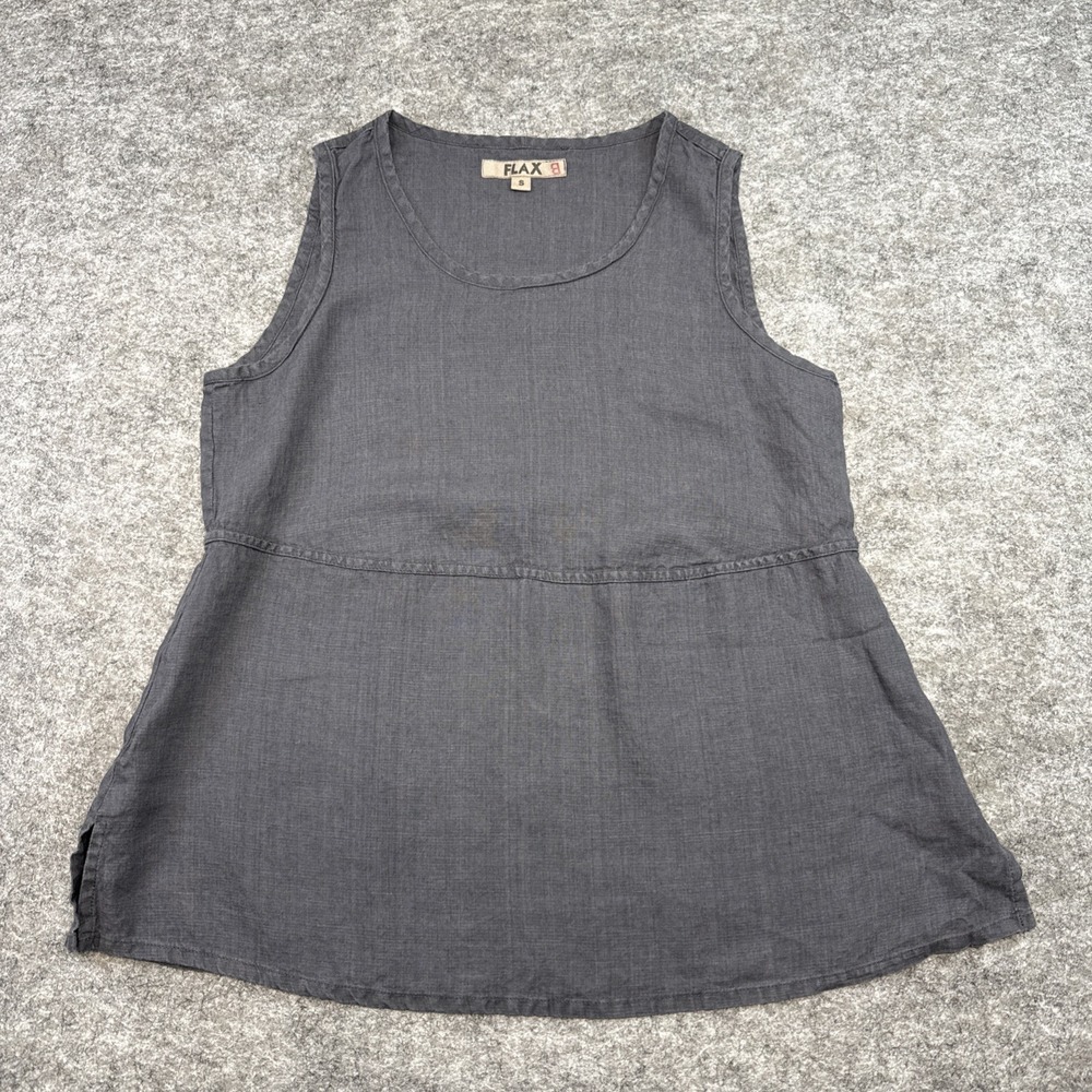 NEW Flax linen tank top women's S 6-10 gray lagenlook boho beach coast old money
